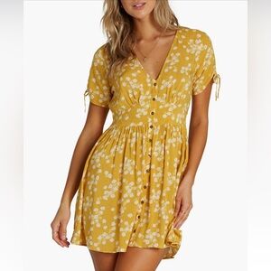 Billabong Yellow Floral Button-Up Dress